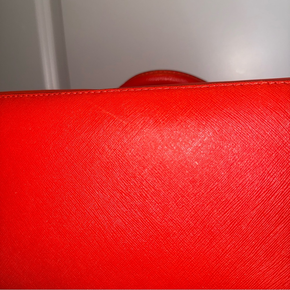Michael Kors Cindy Large Dome Satchel Bag in Red Leather - Picture 7 of 10